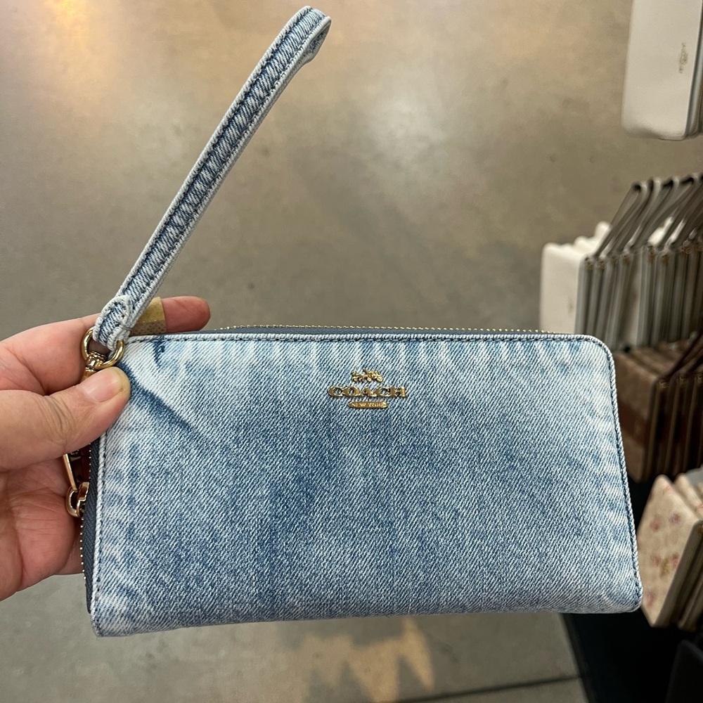 Coach Long Zip Around Wallet In Loved Denim CEC21